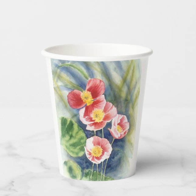 Gobelets En Papier tasses en papier avec design floral (Recto)