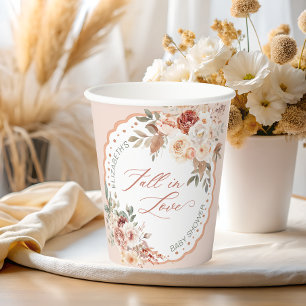 Gobelets En Papier Tasses en papier Baby Shower Bohème Floral Tombez