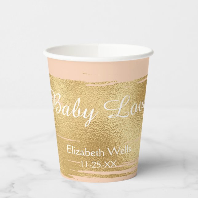 Gobelets En Papier Tasses en papier "Classic Gold/Pink" 8 oz. (Gauche)