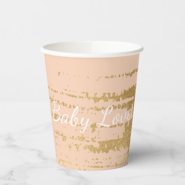 Gobelets En Papier Tasses en papier "Classic Light Gold/Pink" 8 oz. (Gauche)