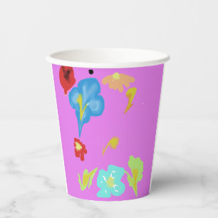Gobelets En Papier Tasses en papier de fête d'art floral coloré abstr