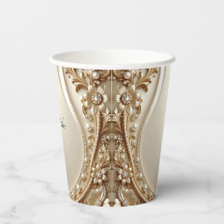 Gobelets En Papier Tasses en papier florales ornementales élégantes e