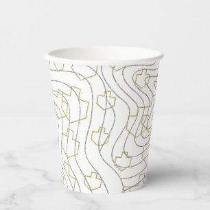 Gobelets En Papier Tasses en papier "Gold Silver Dreidels" 8 oz.