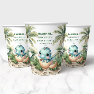 Gobelets En Papier Tasses en papier pour Baby Shower Œuf de Dino Mign