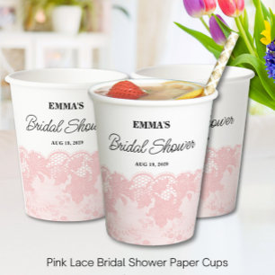 Gobelets En Papier Tasses en papier pour Baby Shower Rose Rétro Dente