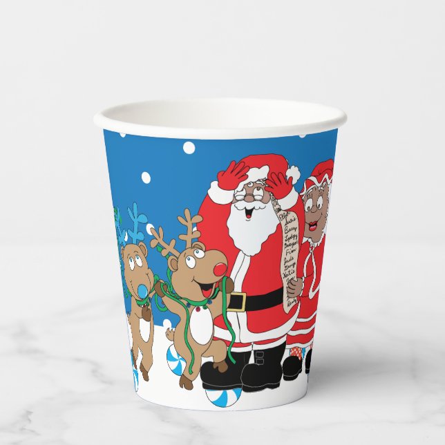 Gobelets En Papier Tasses en papier "Santa Claus Happy" 8 oz. (Recto)