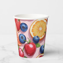 Tasses en papier thème de fruits mignons