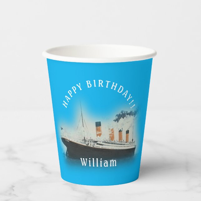 Gobelets En Papier Tasses en papier Titanic Blue Birthday (Recto)