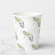 Tasses illustrées d'abeilles bourdonantes de style