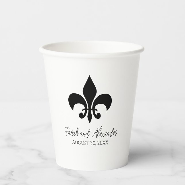 Gobelets En Papier Tasses Mariages Fleur de Lis (Recto)