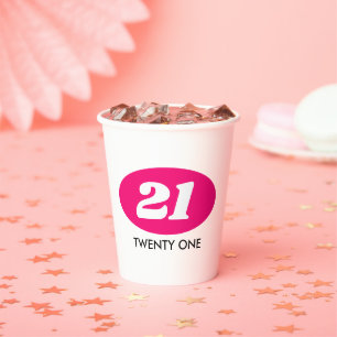 Gobelets En Papier Tasses personnalisées modernes de 21e anniversair