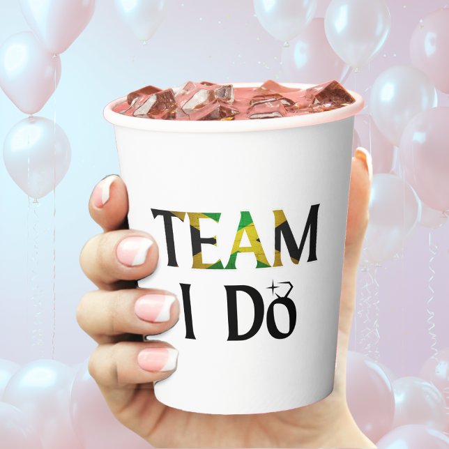 Gobelets En Papier Team I Do Jamaican Flag Mariage Bachelorette Party (Jamaica Jamaican flag team I do wedding bachelor / bachelorette party paper cup)