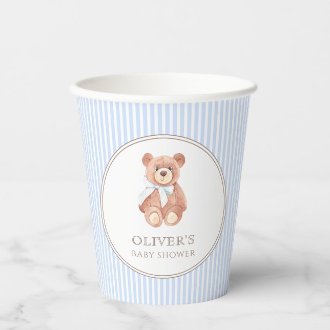 Gobelets En Papier Teddy Bear Boy Classic Baby shower Party (Recto)
