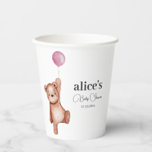Gobelets En Papier Teddy Bear Girl Baby shower tasses en papier