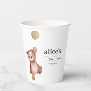 Gobelets En Papier Teddy Bear Sexe Baby shower Neutre Coupes de papie