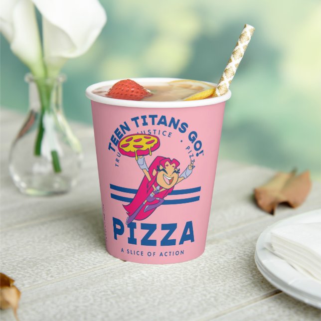 Gobelets En Papier Teen Titans Go ! Starfire "Truth Justice Pizza" (Insitu)