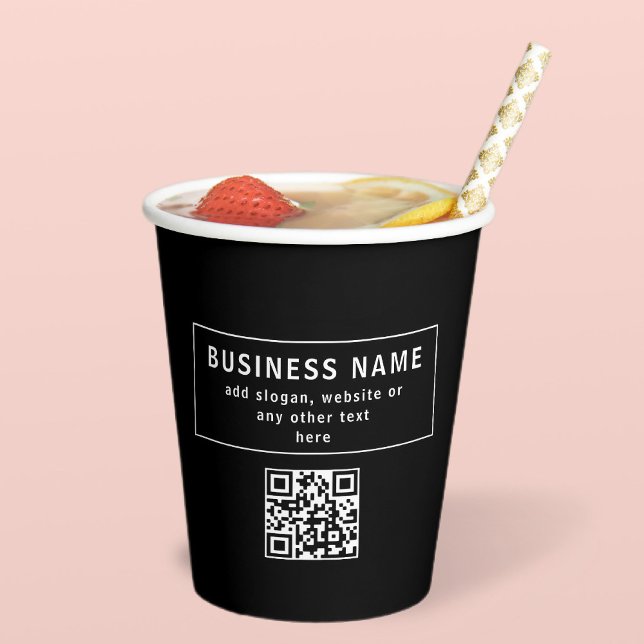 Gobelets En Papier Télécharger le code QR ou le logo | Noir moderne (Créateur téléchargé)
