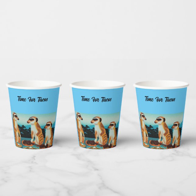 Gobelets En Papier Temps Pour Tacos Meerkat Style, Tasses De Papier (Multi)