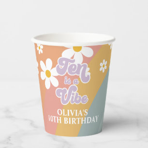 Gobelets En Papier Ten est une Vibe Retro Coupes en papier arc-en-cie