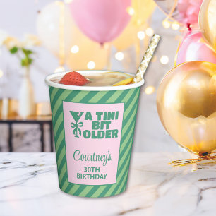 Gobelets En Papier Tendy Rose & Vert Un Tini Bit Ancien 30e anniversa