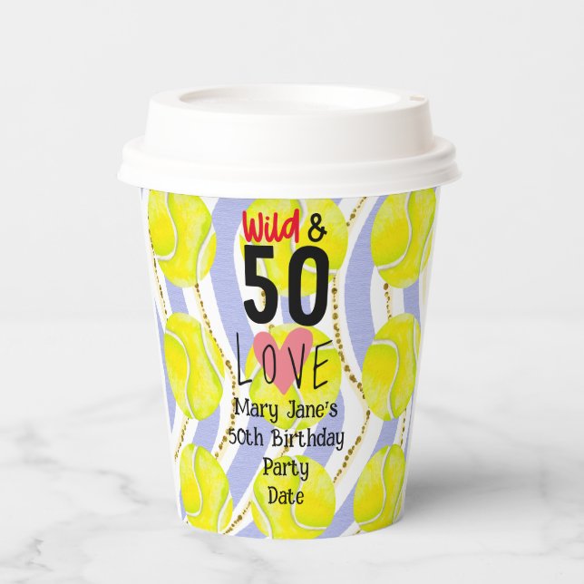 Gobelets En Papier Tennis 50e Anniversaire serviette pour la fête du  (Recto)