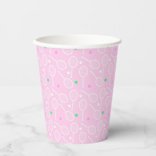 Gobelets En Papier Tennis Racket Motif Pastel Pink Party