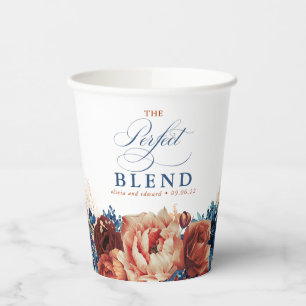 Gobelets En Papier Terracotta Bleu Nuit Floral Boho Le Mélange Parfai