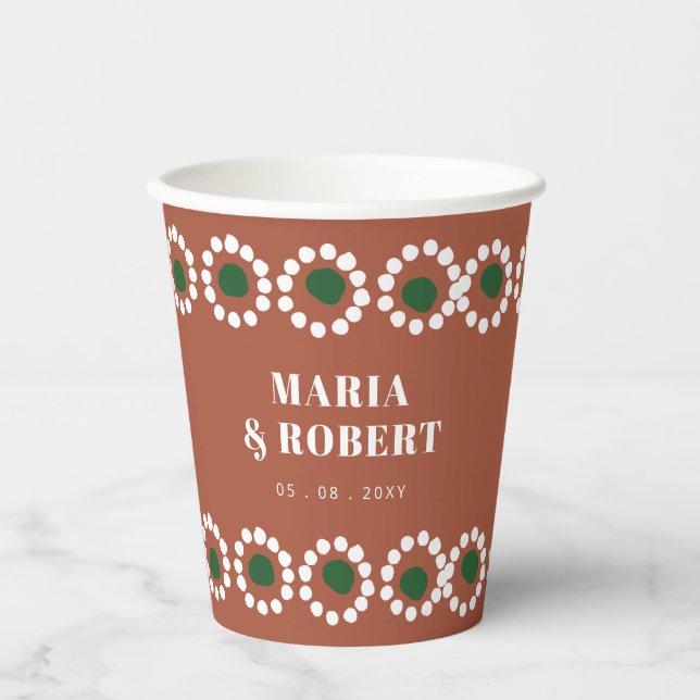 Gobelets En Papier Terracotta mexicaine Boho Barro Mariage (Recto)