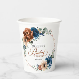 Gobelets En Papier Terrasse en terre cuite Navy verdure géométrique S