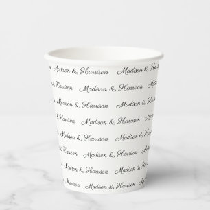 Gobelets En Papier Texte du couple en noir blanc personnalisé