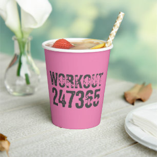 Gobelets En Papier Texte usé et rayé Workout 247365 rose