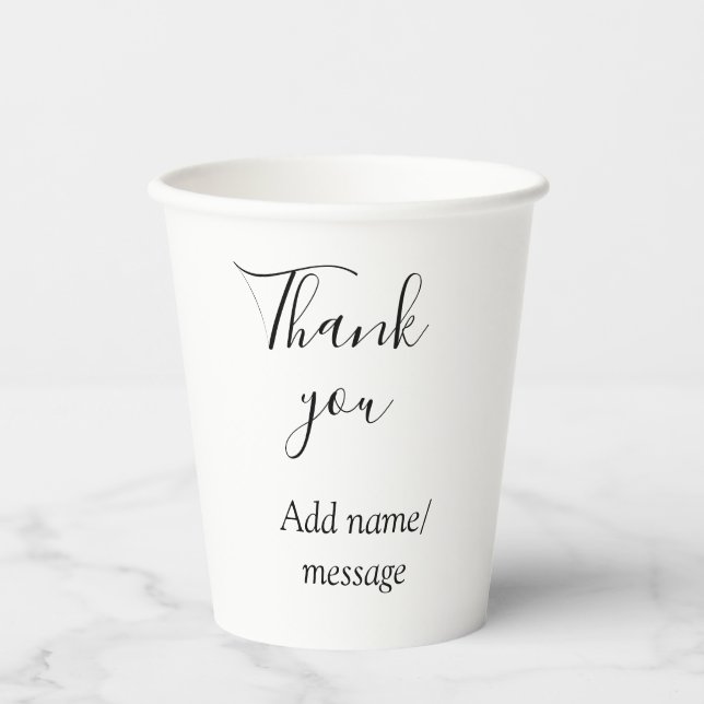 Gobelets En Papier Thank you add name message simple stylish calligra (Recto)