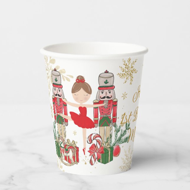 Gobelets En Papier The Nutcracker Ballet Red Green Gold Christmas (Recto)