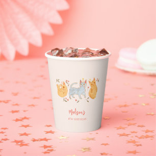 Gobelets En Papier Thème Chat Fille Anniversaire Fête