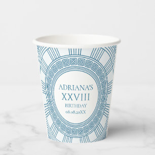 Gobelets En Papier Thème de soirée toge grecque avec motif bleu