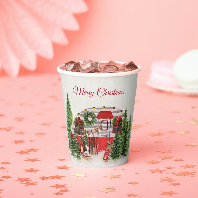 Gobelets En Papier Thème extérieur du camping de Noël Trailer (Insitu)