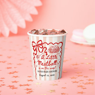Gobelets En Papier Thème Italien Baby Shower Ruban Rouge
