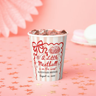 Gobelets En Papier Thème Italien Baby Shower Ruban Rouge