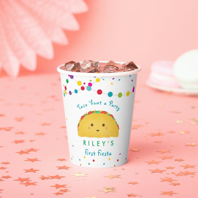 Gobelets En Papier Thème taco de premier anniversaire de fêtes (Insitu)