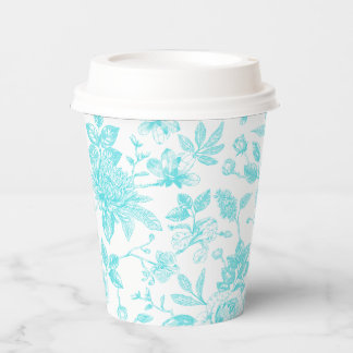 Gobelets En Papier Toile turquoise Florale