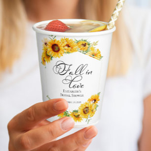 Gobelets En Papier Tomber dans l'amour Sunflowe Fête des mariées d'au