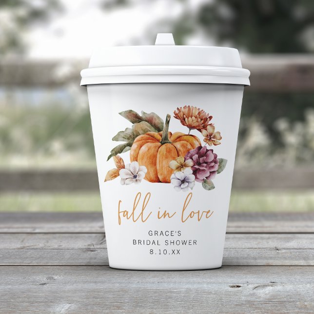 Gobelets En Papier Tomber en amour : Fête de mariage (Elegant Floral Fall In Love Bridal Shower Paper cups by Painted Paperie)