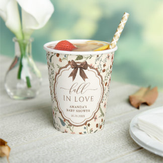 Gobelets En Papier Tombez amoureux Baby Shower Floral Rustique