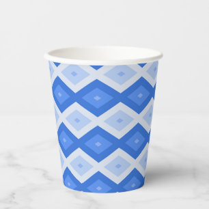 Gobelets En Papier Tons de motif de diamant bleu