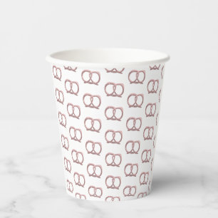 Gobelets En Papier Torsade de bretzel salé motif party rose