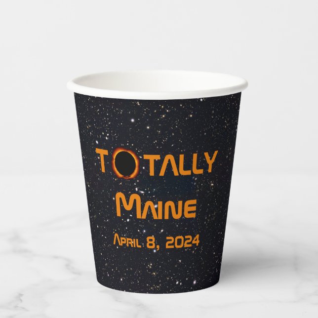Gobelets En Papier Totalement Maine 2024 Solar Eclipse (Recto)