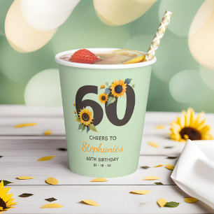Gobelets En Papier Tournesols Cheers to 60th Birthday Paper Cups