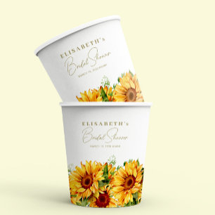 Gobelets En Papier Tournesols verdure élégante douche nuptiale
