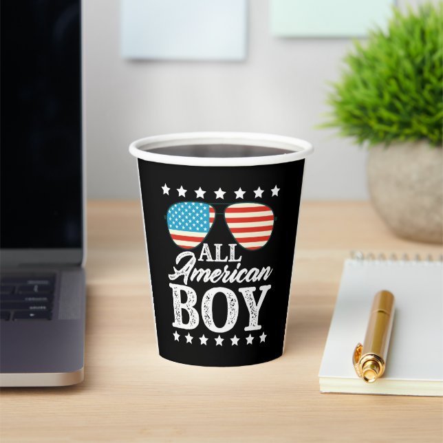 Gobelets En Papier Tous American Boy 4 juillet États-Unis Lunettes de (Insitu)