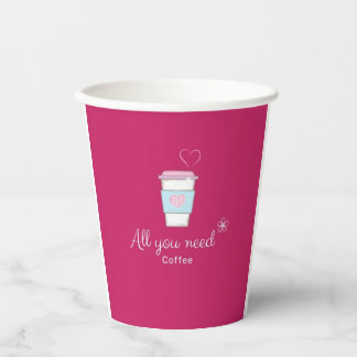 Gobelets En Papier Tout ce que vous avez besoin café rose tasse de pa